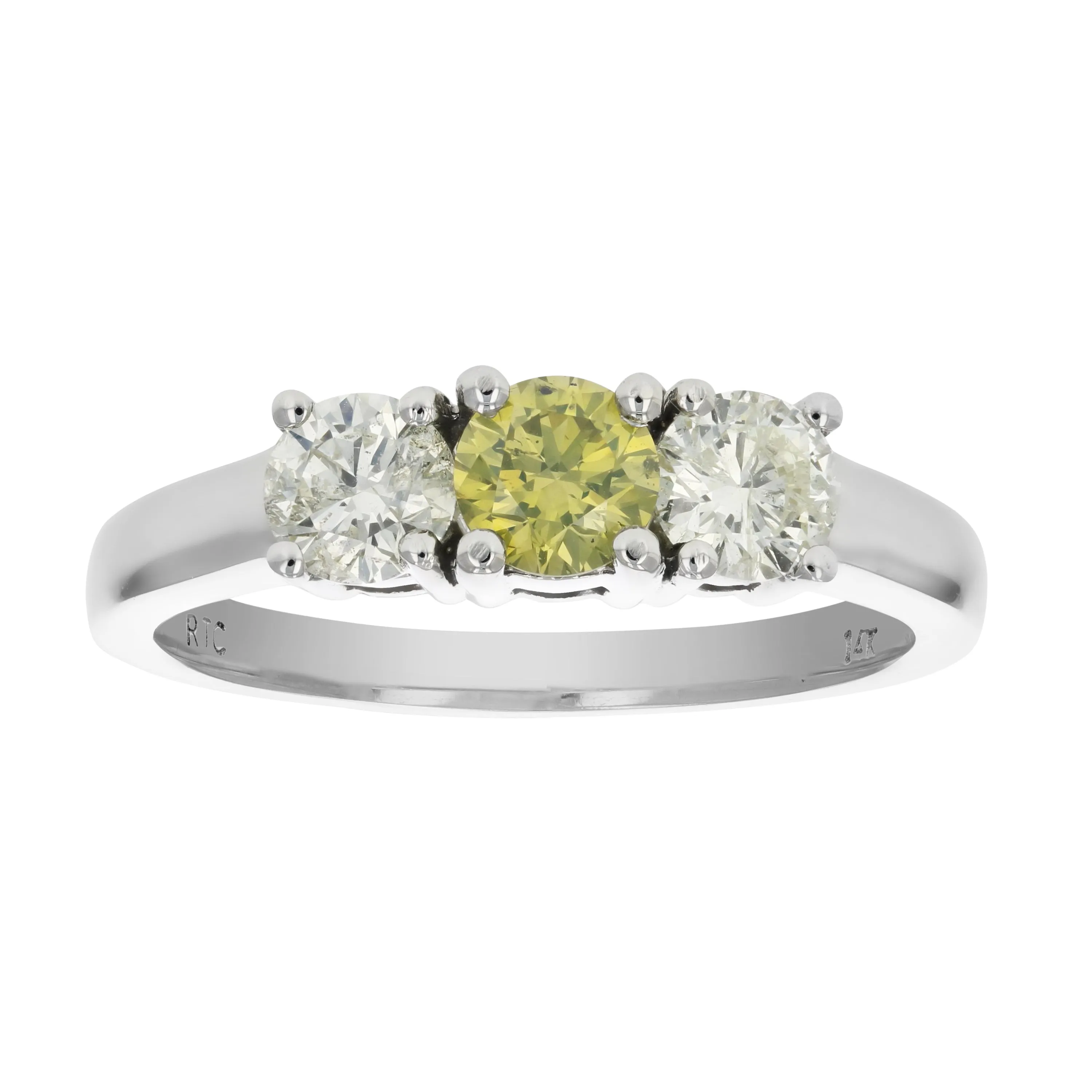 1 cttw Yellow and White Diamond Ring in 14K White Gold