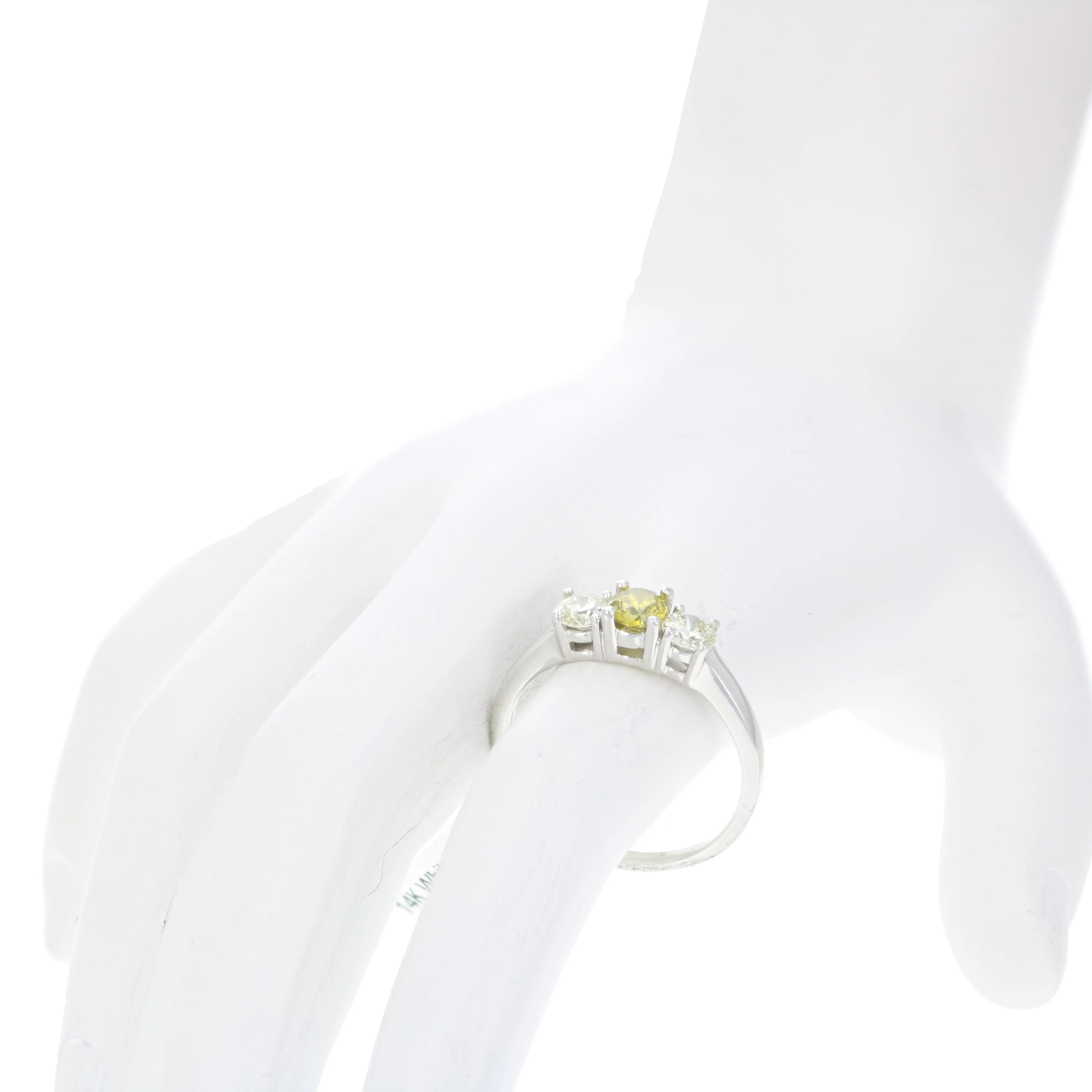 1 cttw Yellow and White Diamond Ring in 14K White Gold