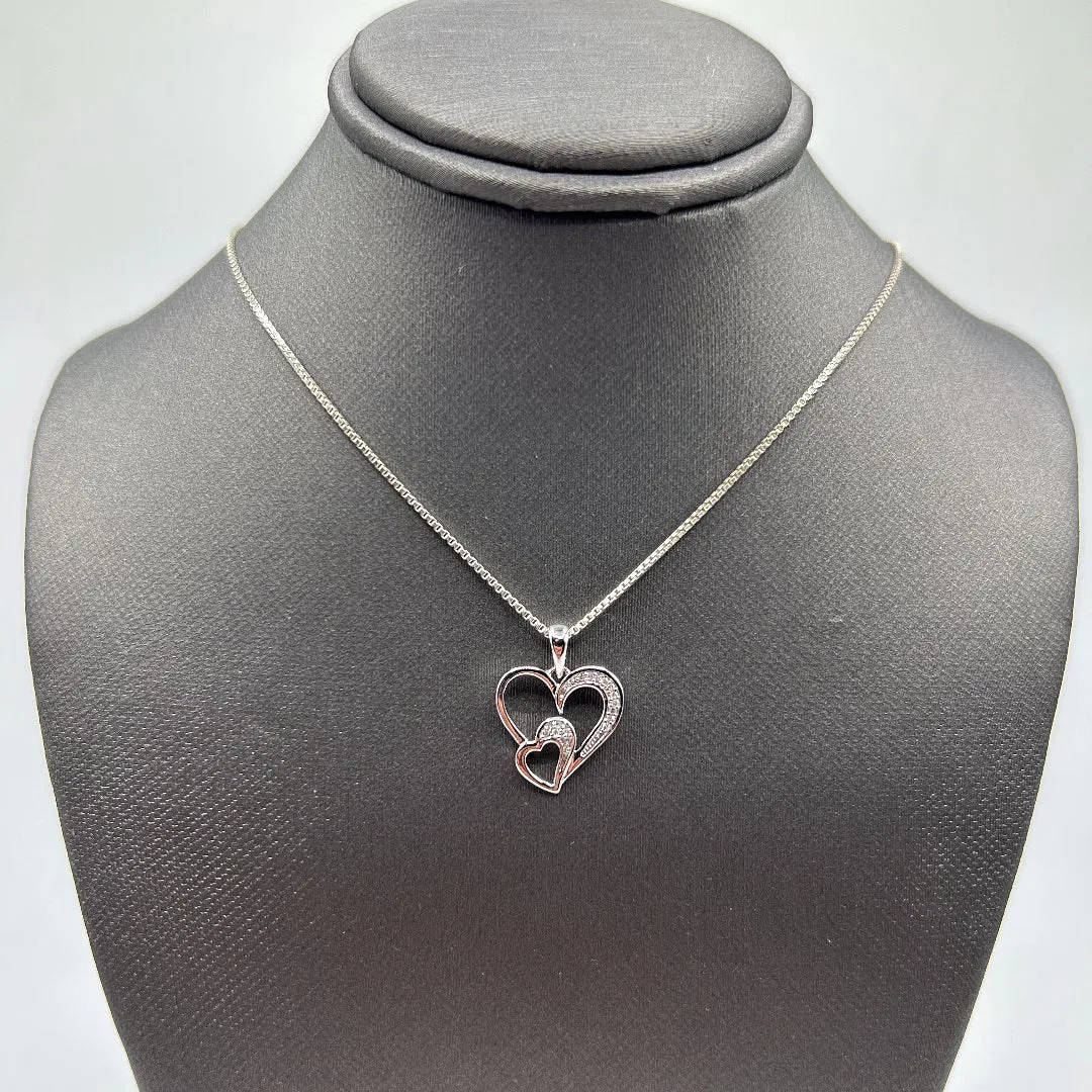 10KT DIAMOND DOUBLE HEART PENDANT