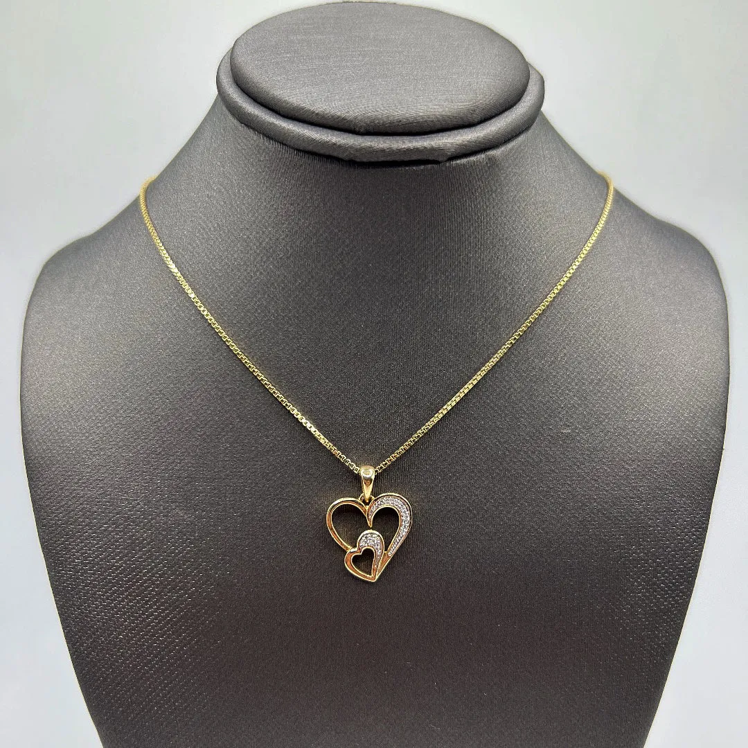 10KT DIAMOND DOUBLE HEART PENDANT