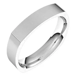 14K White 4 mm Square Comfort Fit Band Size 11