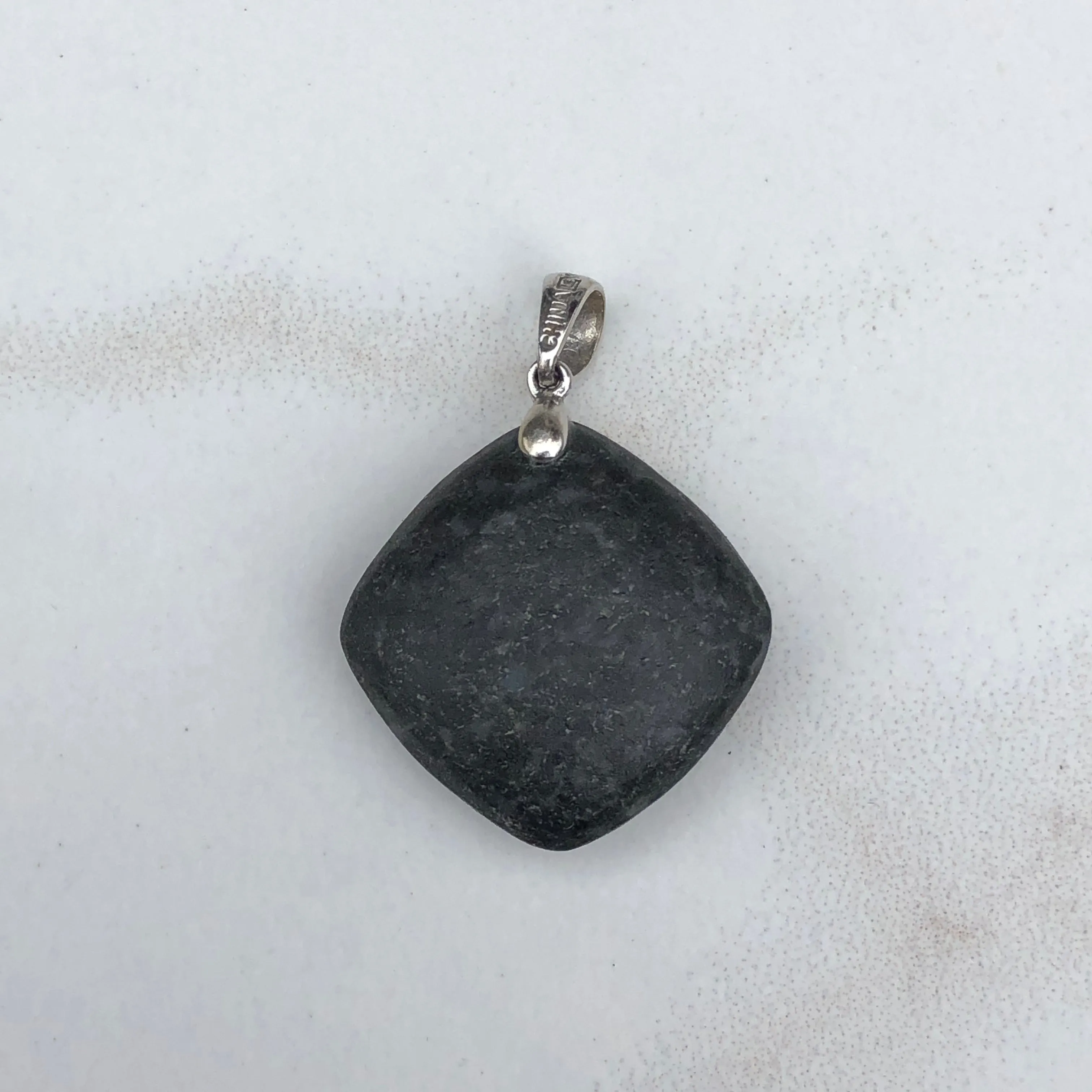 14KT White Gold Black Gray Stone   Citrine Pendant