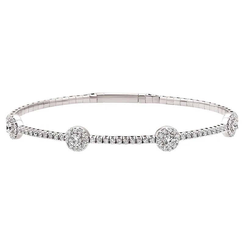 1.56 Carat Natural Diamond Flexible Bracelet G SI 14K White Gold 7''
