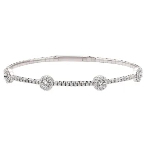 1.56 Carat Natural Diamond Flexible Bracelet G SI 14K White Gold 7''
