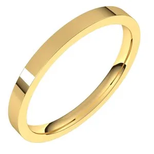 18K Yellow 2 mm Flat Comfort Fit Light Band Size 6