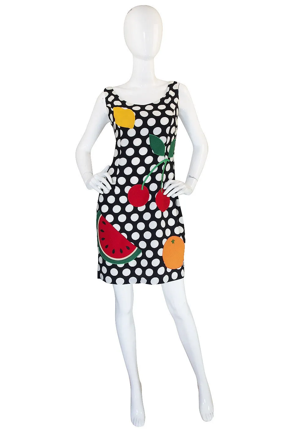 1990s Moschino Cheap & Chic Fruit and Dot Dress