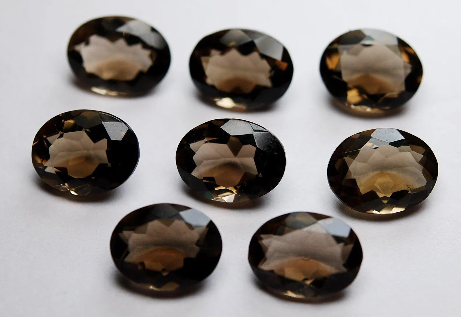 2 Matched Pair Natural Smoky Quartz Faceted Oval Shape, 10X14mm Size.
