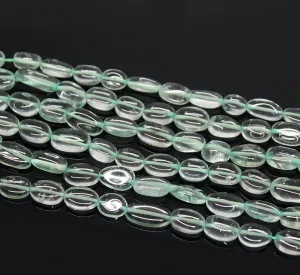2 strand Wholesale Green Amethyst Gemstone Smooth Oval Beads Strand 13" 9mm 11mm