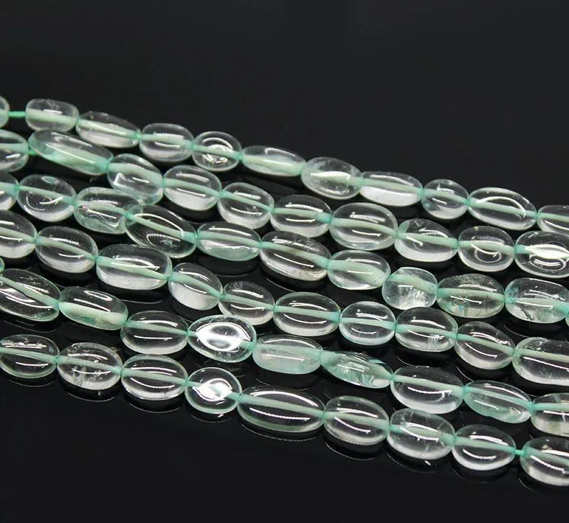 2 strand Wholesale Green Amethyst Gemstone Smooth Oval Beads Strand 13" 9mm 11mm