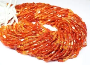 2 Strands Carnelian Gemstone Shaded Smooth Rectangle Chiclet Beads 6mm 8mm 14"