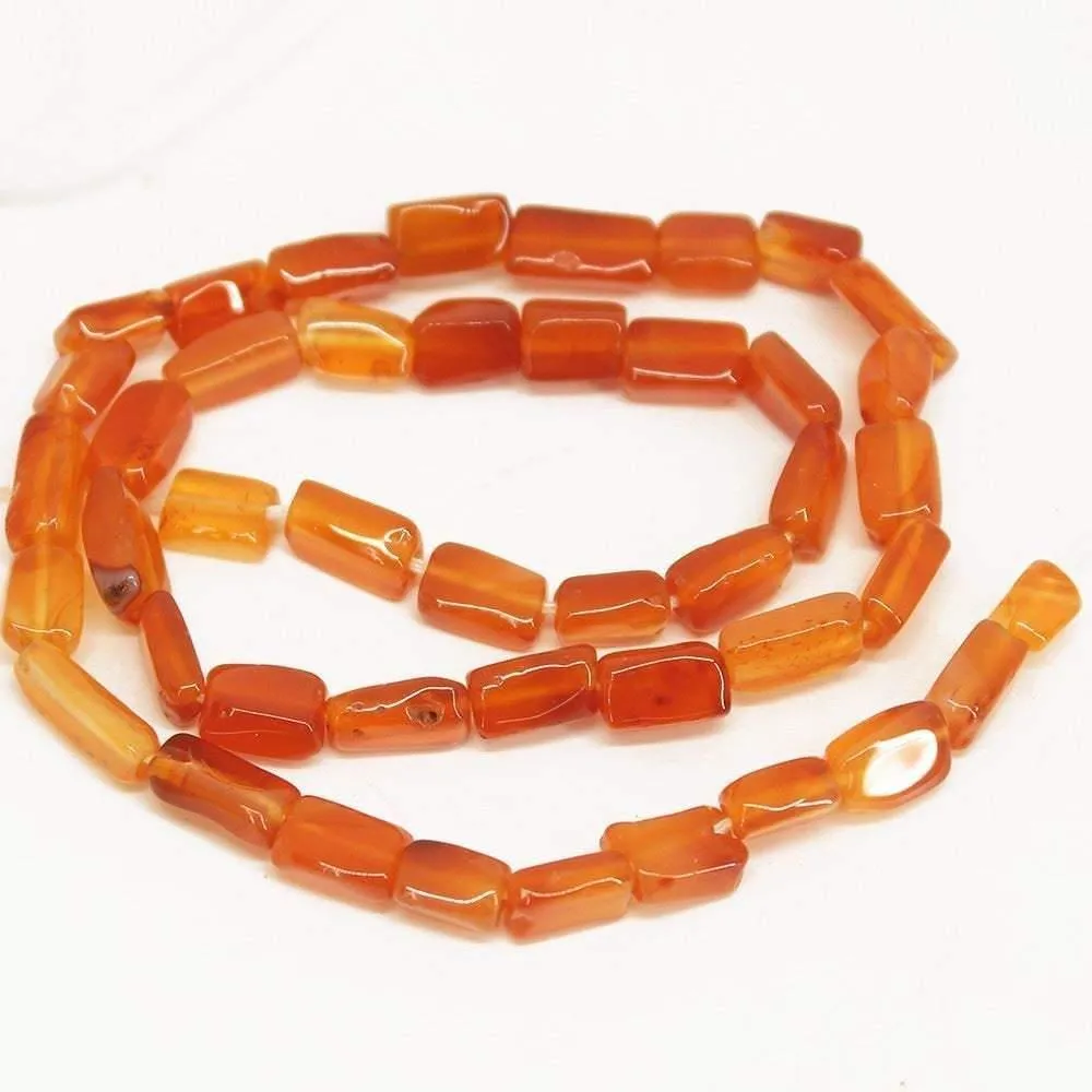 2 Strands Carnelian Gemstone Shaded Smooth Rectangle Chiclet Beads 6mm 8mm 14"