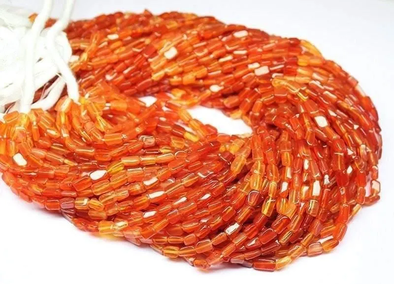 2 Strands Carnelian Gemstone Shaded Smooth Rectangle Chiclet Beads 6mm 8mm 14"