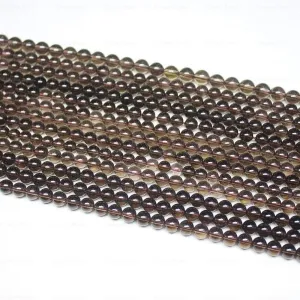 4 Strand Smoky Quartz Natural Brown Smooth Ball Round Loose Gemstone Beads Strand 15" 6mm