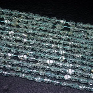 4 Strands Carved Blue Aquamarine Smooth Oval Loose Spacer Gemstone Beads 14" 6mm 7mm