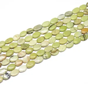 5 Strand Natural Green Opal Smooth Oval Gemstone Beads Strand 13" 8mm 12mm