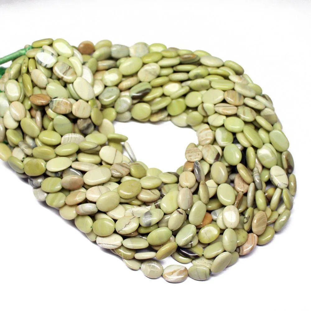 5 Strand Natural Green Opal Smooth Oval Gemstone Beads Strand 13" 8mm 12mm