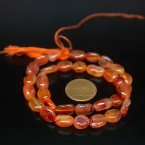 6 x Natural Orange Carnelian Smooth Oval Gemstone Beads Strand 13" 10mm