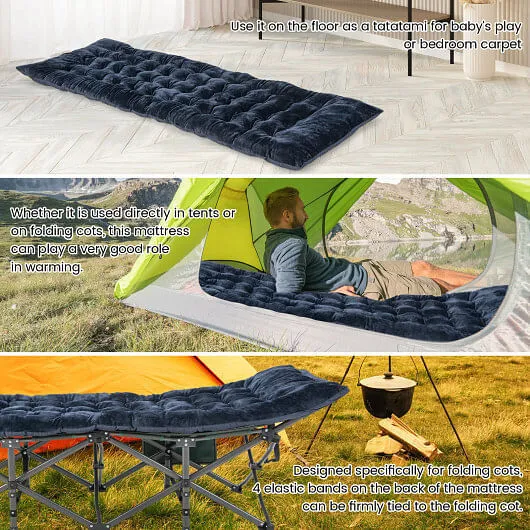 75 x 27.5 Inch Camping Cot Pads with Soft and Breathable Crystal Velvet-Gray