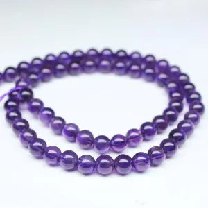 AAA Grade Purple Amethyst Smooth Round Ball Loose Gemstone Beads Strand 16" 6mm