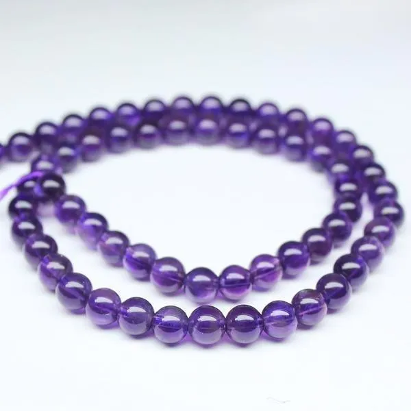 AAA Grade Purple Amethyst Smooth Round Ball Loose Gemstone Beads Strand 16" 6mm