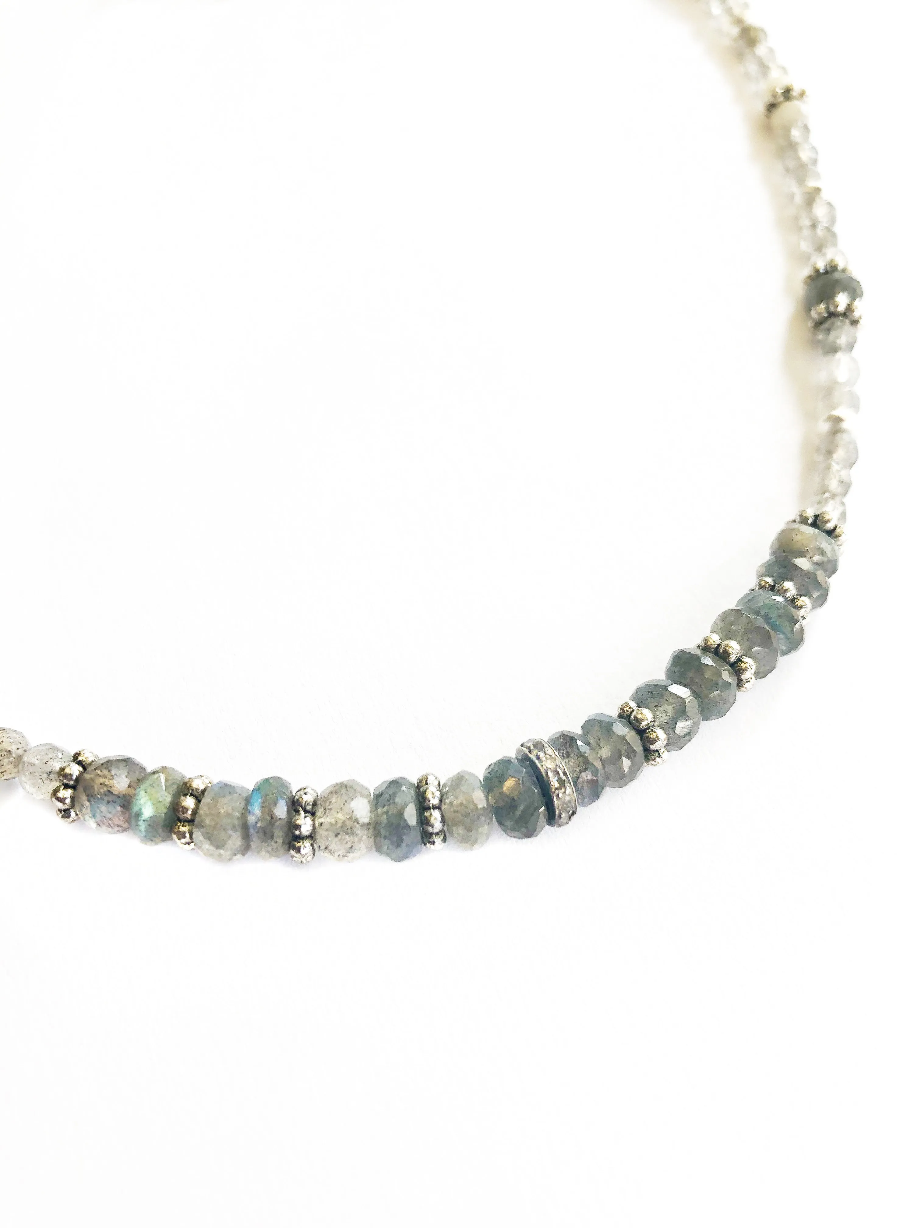 Adjustable Diamond And Labradorite Choker
