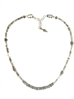 Adjustable Diamond And Labradorite Choker