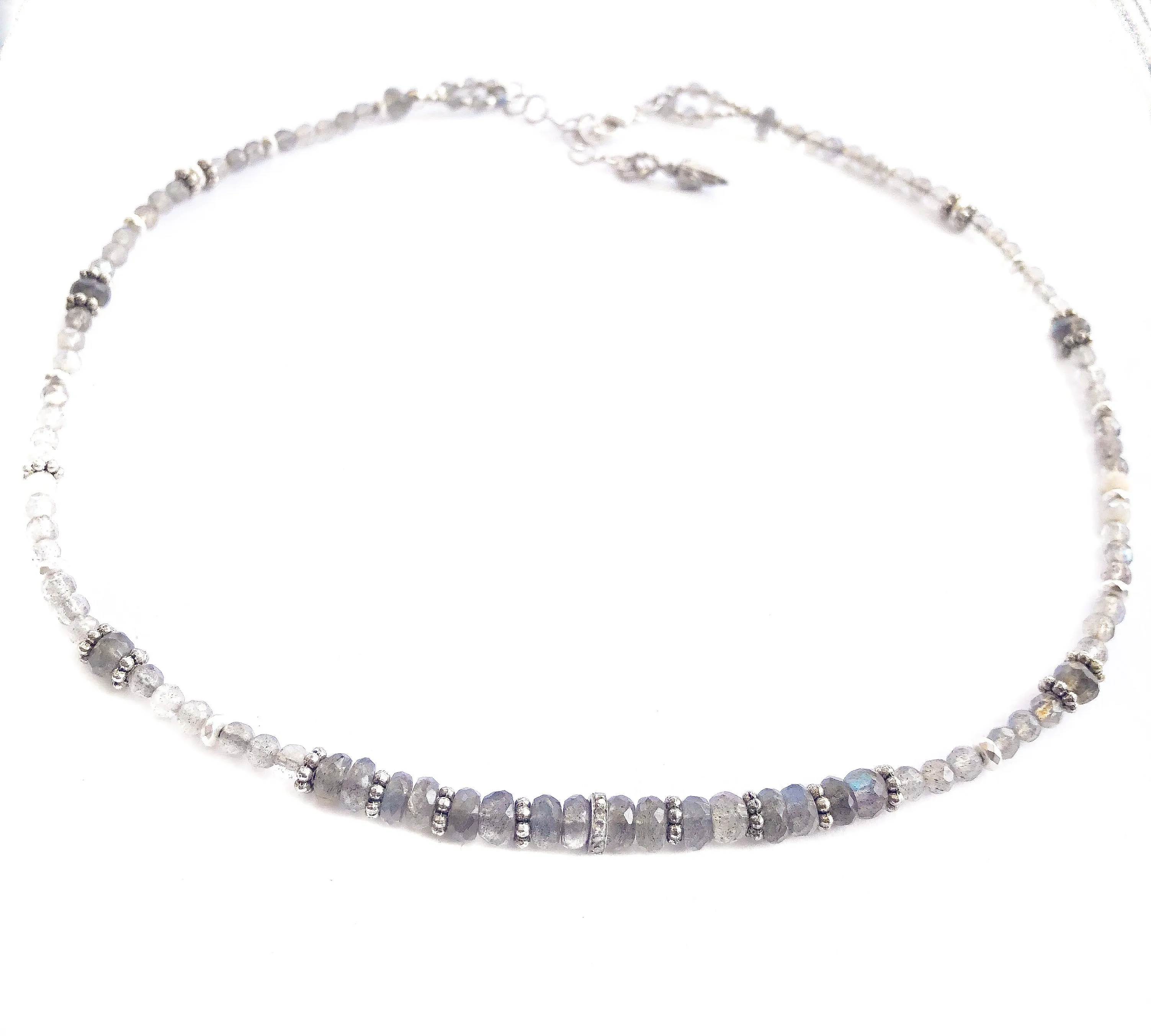 Adjustable Diamond And Labradorite Choker