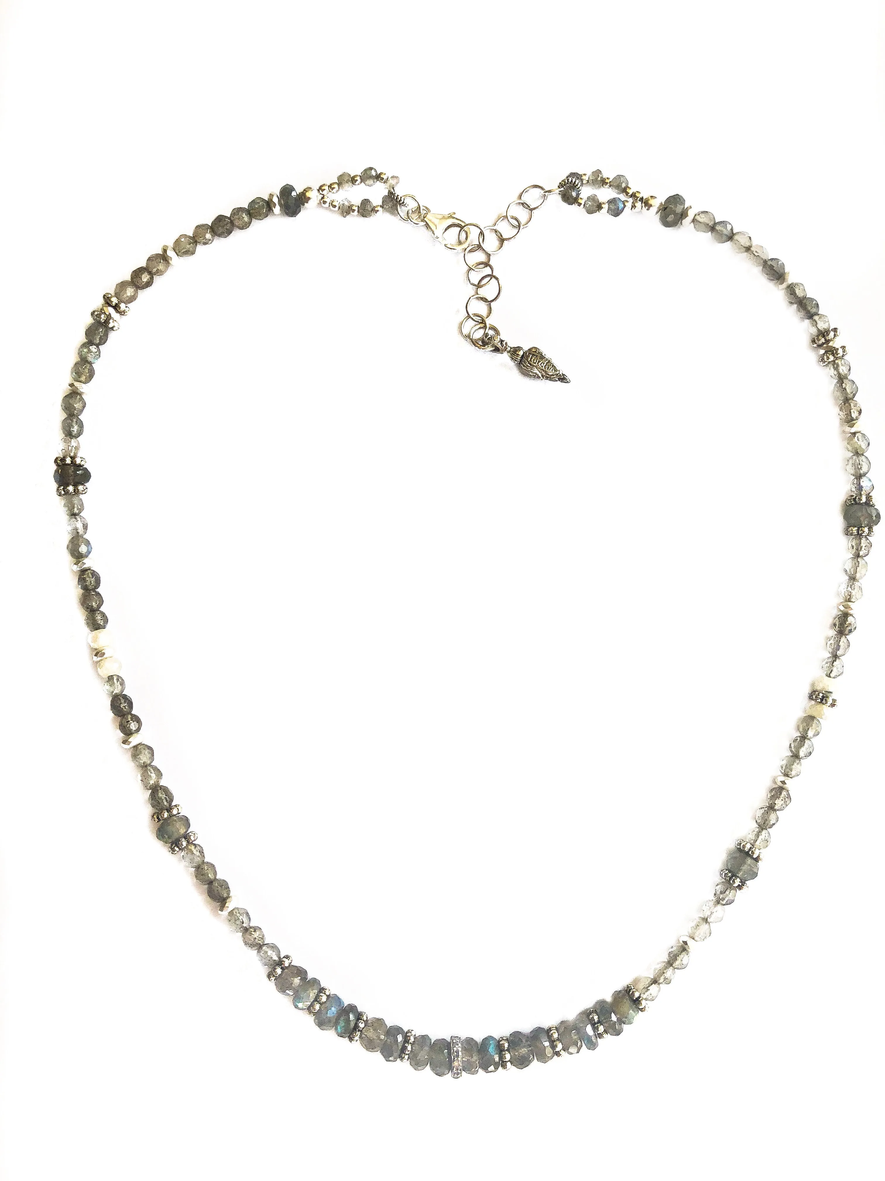 Adjustable Diamond And Labradorite Choker