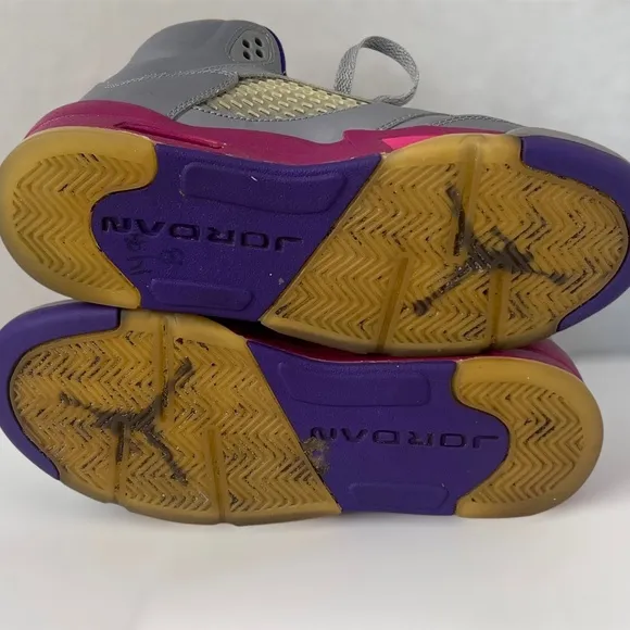 Air Jordan 5 Retro Cement Grey Pink Purple 440892 009 Youth Size 5.5Y
