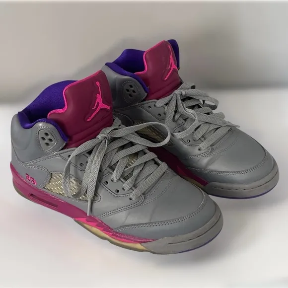 Air Jordan 5 Retro Cement Grey Pink Purple 440892 009 Youth Size 5.5Y