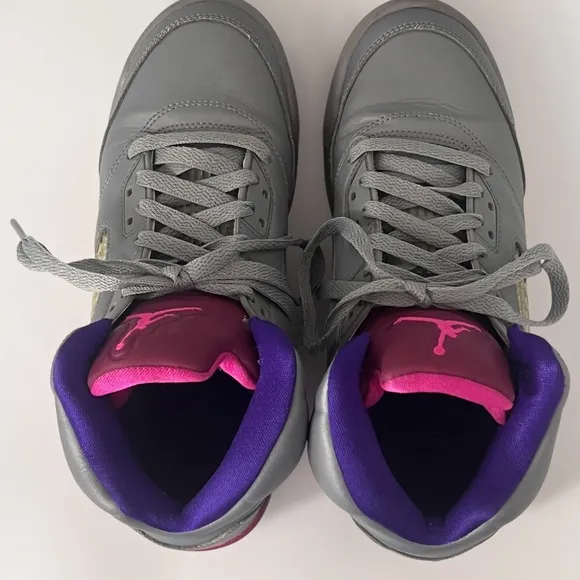 Air Jordan 5 Retro Cement Grey Pink Purple 440892 009 Youth Size 5.5Y