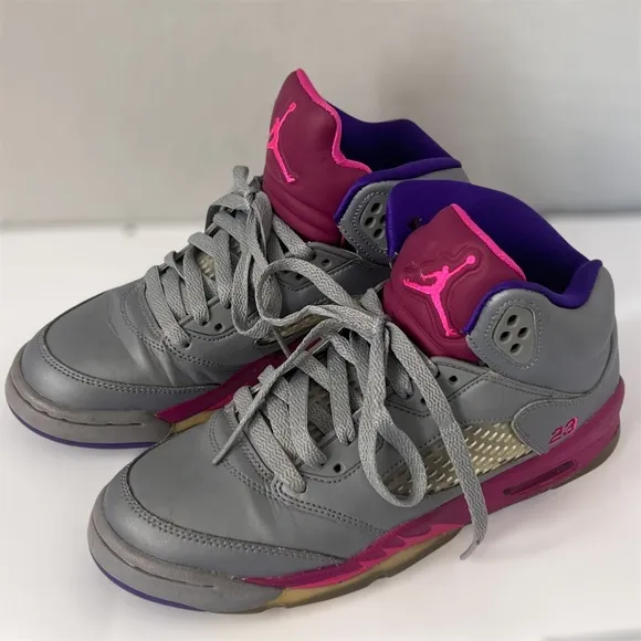 Air Jordan 5 Retro Cement Grey Pink Purple 440892 009 Youth Size 5.5Y