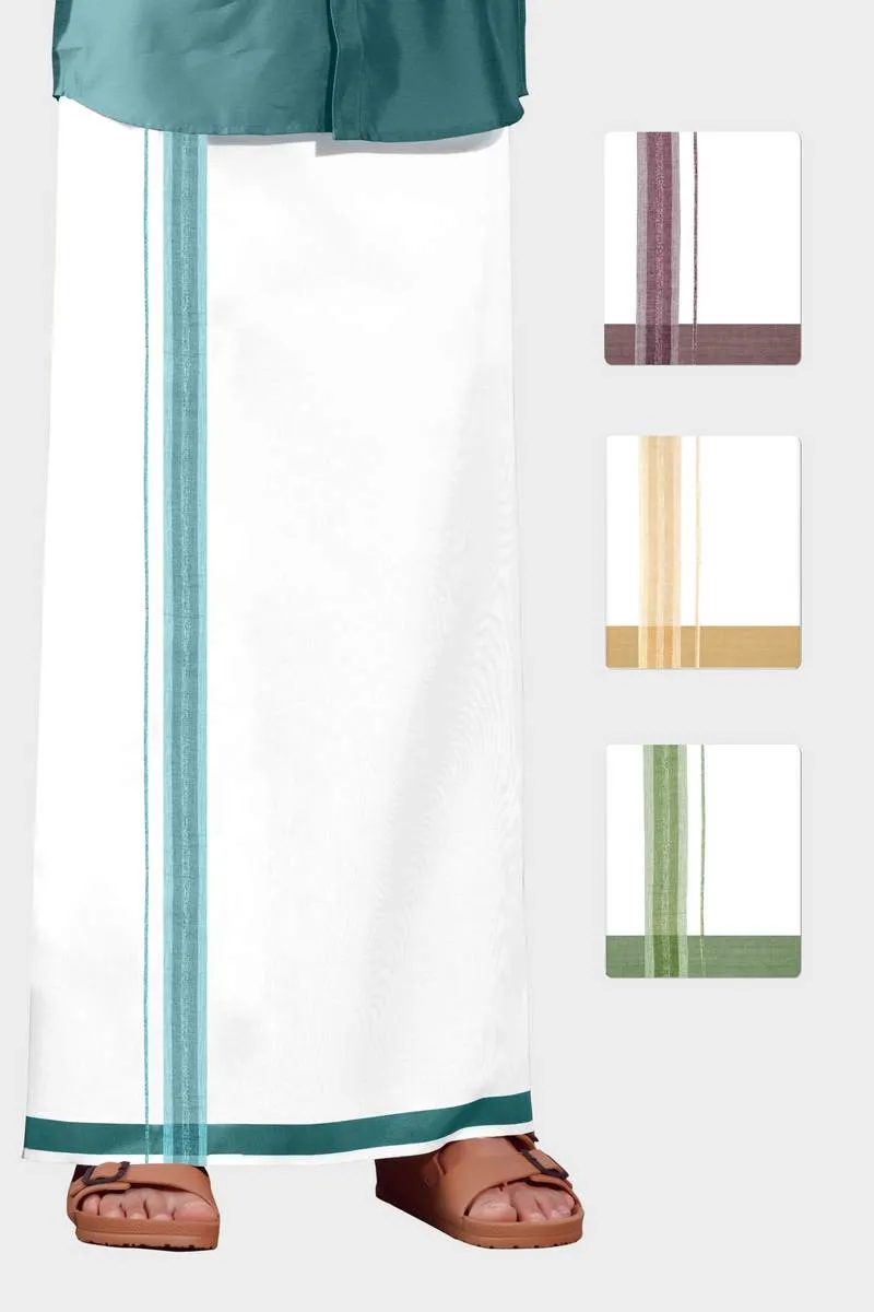 Alex Inila - Avocado Green  Smooth Cotton Double Layered Dhoti With Fancy Borders | Uathayam
