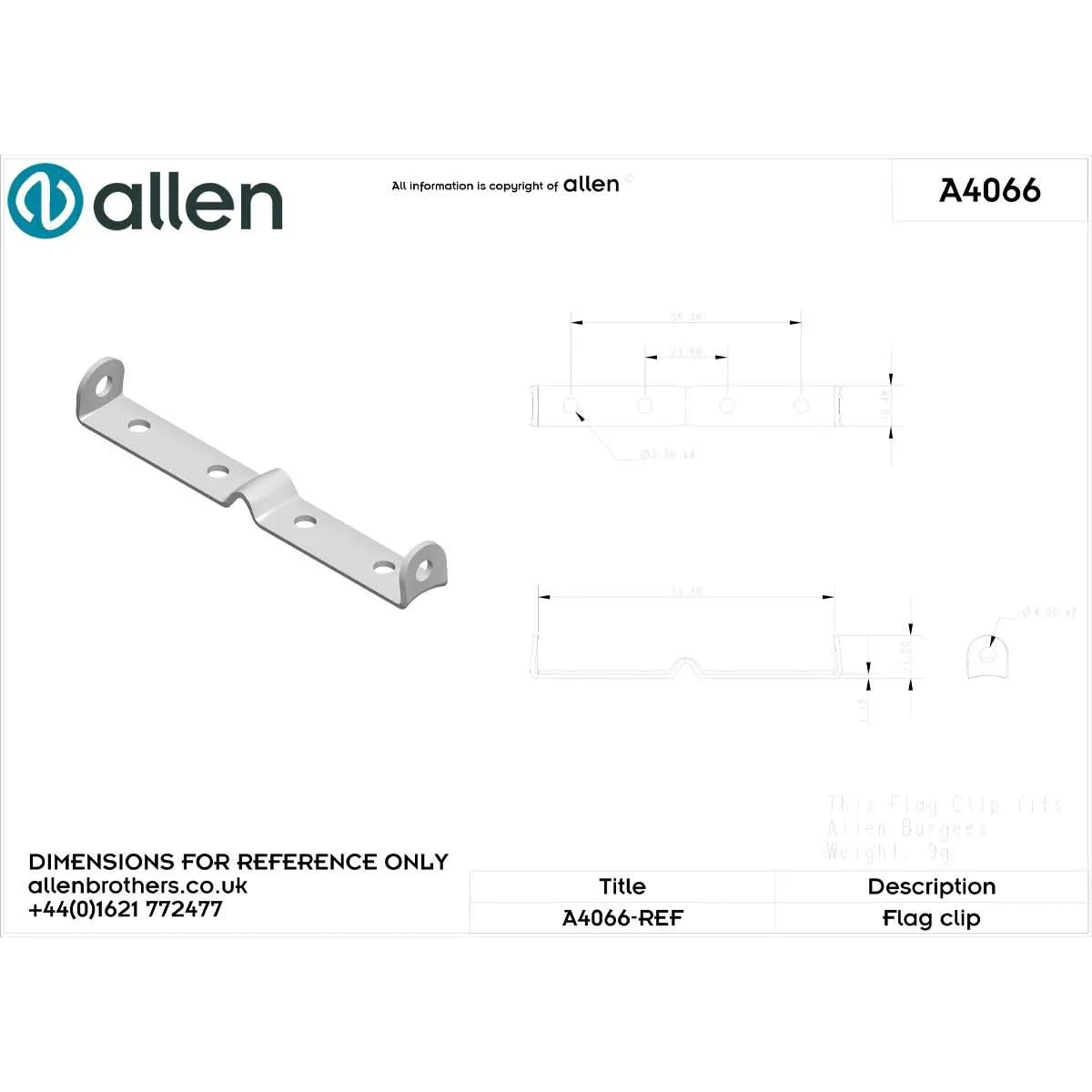 Allen Brothers Mast Burgee Clip