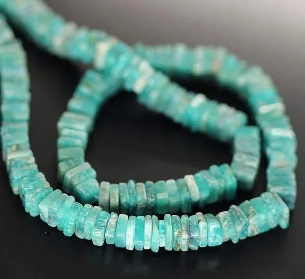 Amazonite Smooth Heishi Cube Square Gemstone Loose Bead Strand 5mm 6mm 15"