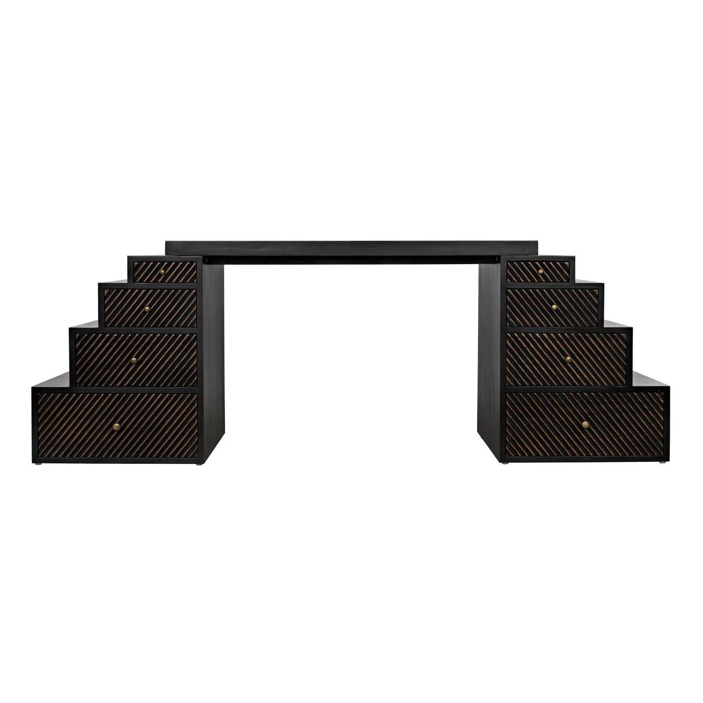 Ambidextrous Desk, Hand Rubbed Black with Light Brown Trim by Noir
