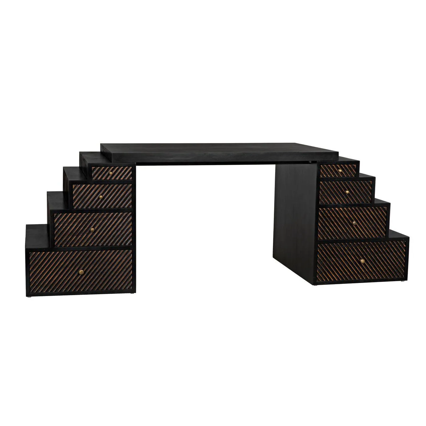 Ambidextrous Desk, Hand Rubbed Black with Light Brown Trim by Noir
