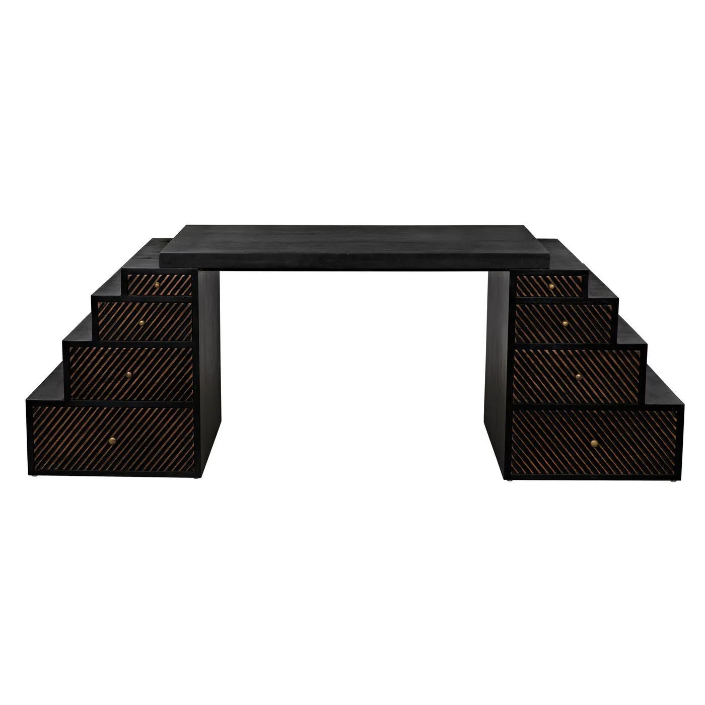 Ambidextrous Desk, Hand Rubbed Black with Light Brown Trim by Noir