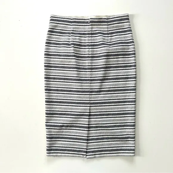 Ann Taylor Ivory Blue Textured Stripe Cotton Stretchy Knit Bodycon Pencil Skirt