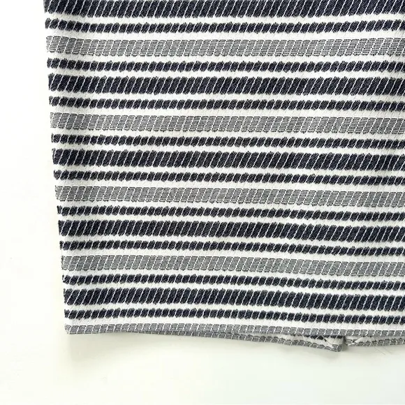 Ann Taylor Ivory Blue Textured Stripe Cotton Stretchy Knit Bodycon Pencil Skirt