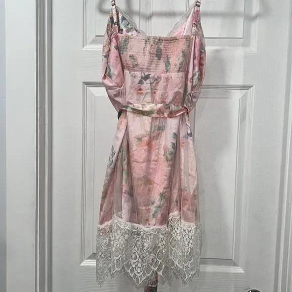 Anthropologie Elegant Pink Floral Nightgown