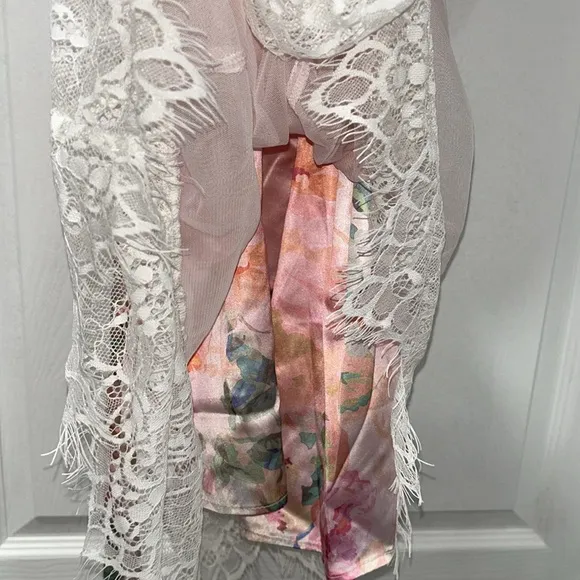 Anthropologie Elegant Pink Floral Nightgown