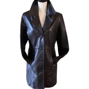 Apt 9 Genuine Lambskin Black Leather Coat Size Medium