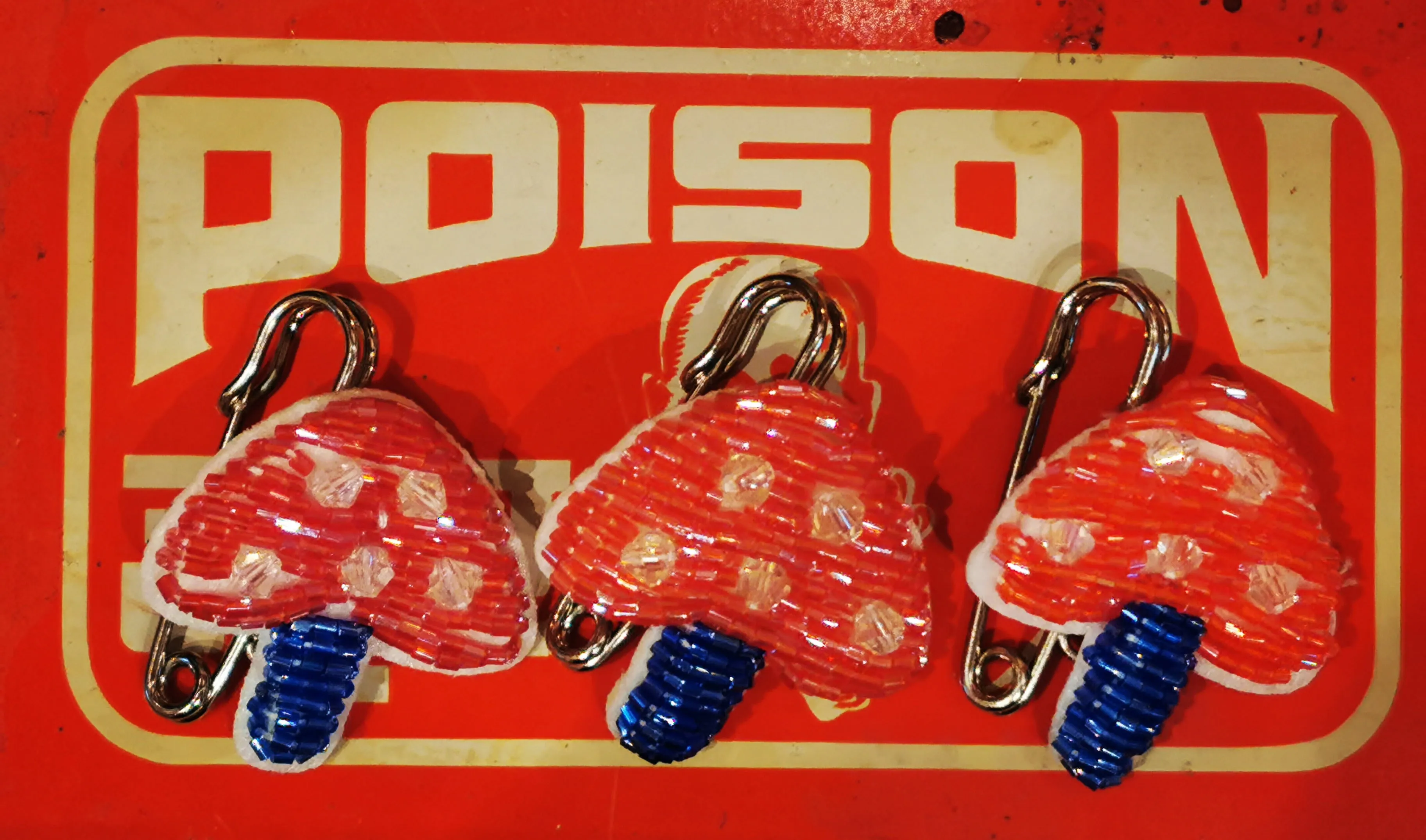 Beaded toadstool pin