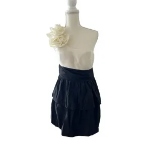 BEBE Asymmetrical White Black Y2K Dress Size Small