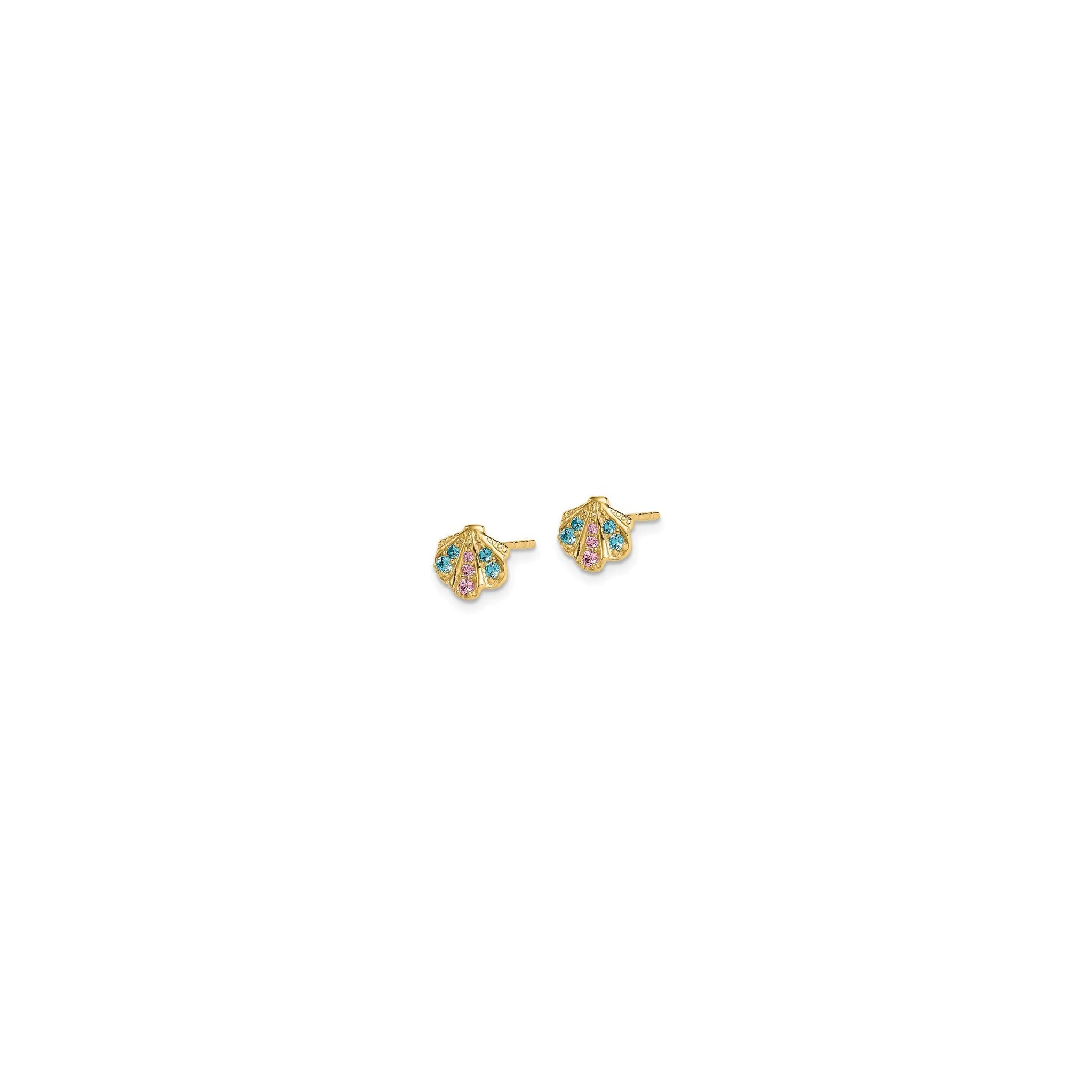 Bedazzled Seashell Stud Earrings (14K)