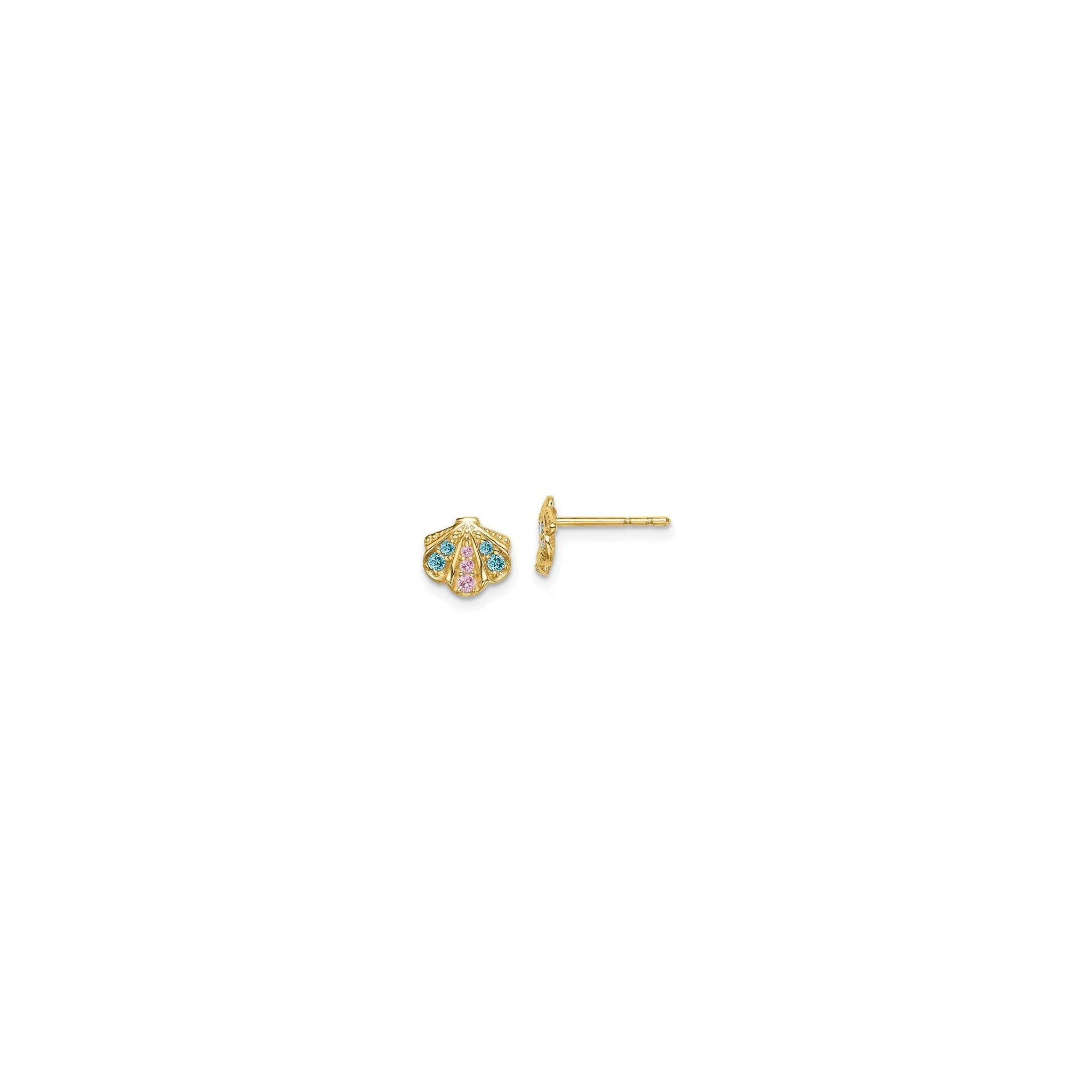 Bedazzled Seashell Stud Earrings (14K)