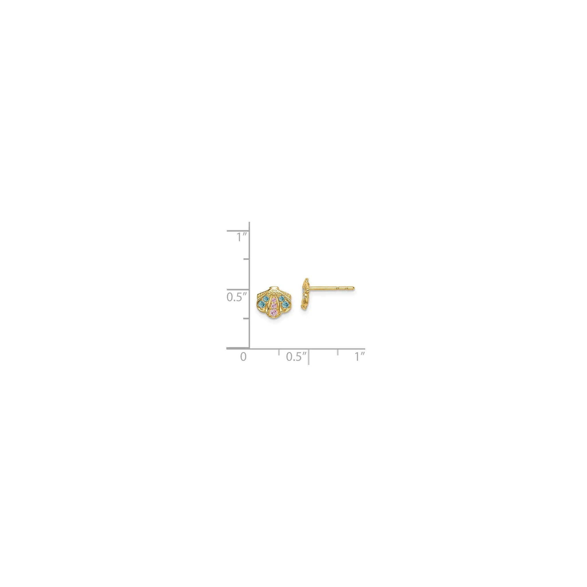 Bedazzled Seashell Stud Earrings (14K)
