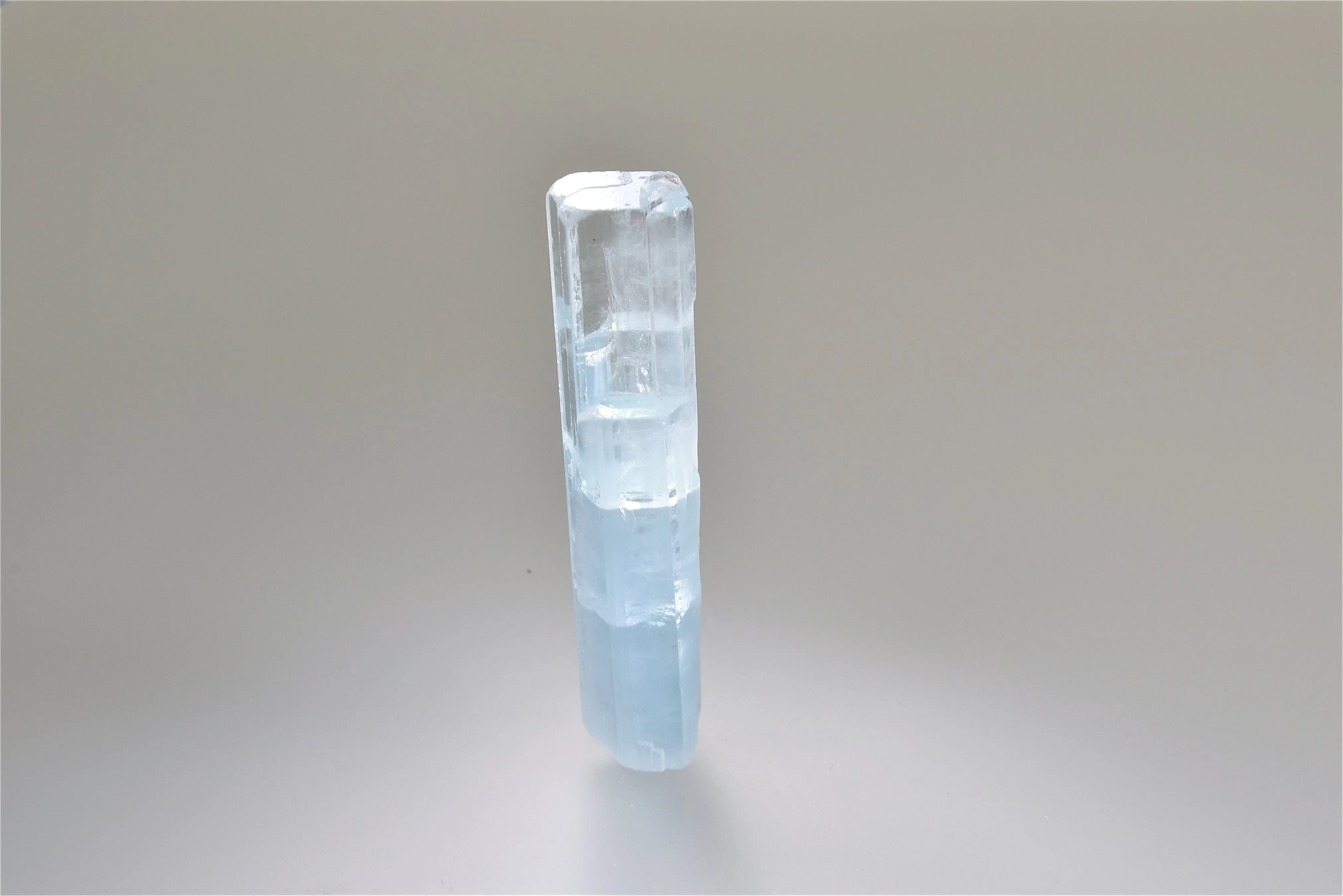Beryl var. Aquamarine, Shigar Valley, Skardu Road, Haramosh Mountains, Gilgit, Pakistan, Collected c. 2005, Kalaskie Collection #1193, Miniature 1.4 x 2.1 x 6.5 cm, $600. Online 11/2.