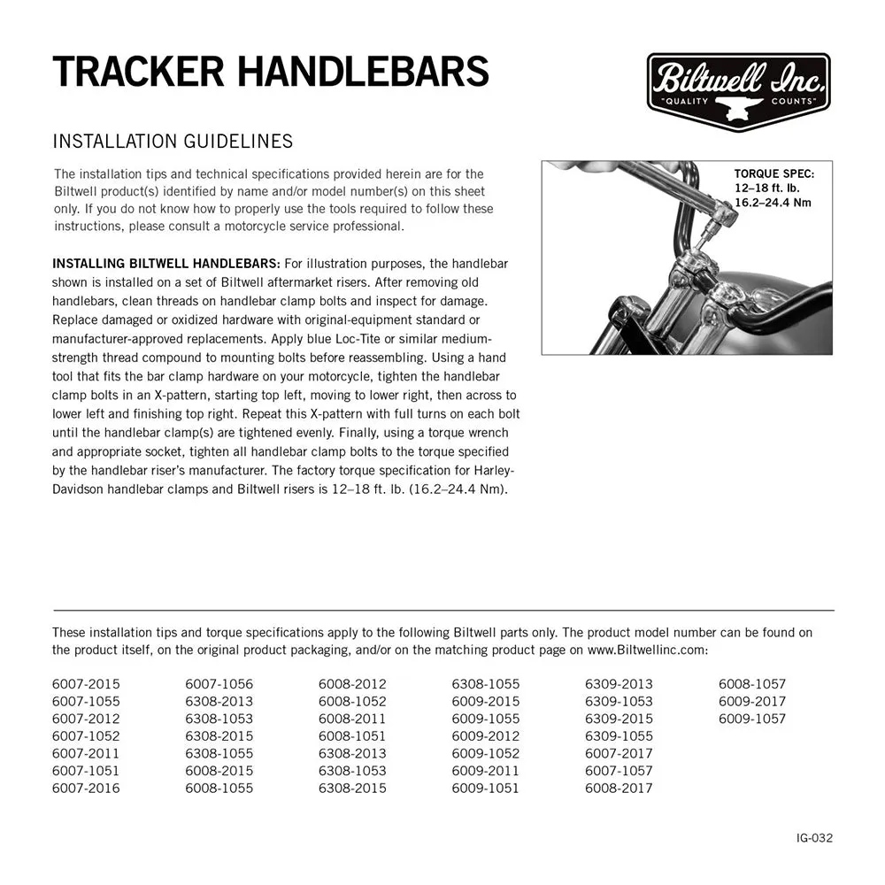 BILTWELL TRACKER HIGH BAR 1" SMOOTH [BLACK]